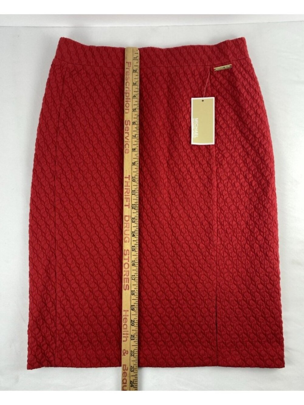 Michael Kors Skirt Women's Size Small Cherry Red Textured Knit Pencil Basics NWT - Picture 11 of 14